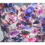 BADGLEY MISCHKA swimsuit 6 bandeau ruched shirred floral 1pc-Clothes, Shoes & Accessories:Women's Clothing:Swimwear-Badgley Mischka-6-Multi-Jenifers Designer Closet