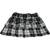 THEORY 10 tri-tiered ruffled mini skirt $215 black white plaid short-Skirts-Theory-10-Black/white-Jenifers Designer Closet