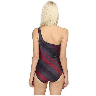 MARC JACOBS swimsuit XS one-shoulder navy maroon metallic shimmer reversible-Swimwear-Marc Jacobs-XS-Blue/Burgundy-Jenifers Designer Closet