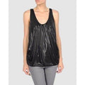 DIANE von FURSTENBURG designer wet look draped tank 6 black liquid versatile-Tops & Blouses-Diane von Furstenberg-6-Black-Jenifers Designer Closet