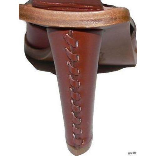 CHARLES JOURDAN Paris 9.5 ankle strap abalone leather france heels shoes-Clothing, Shoes & Accessories:Women's Shoes:Heels-Charles Jourdan-9.5-Brown-Jenifers Designer Closet