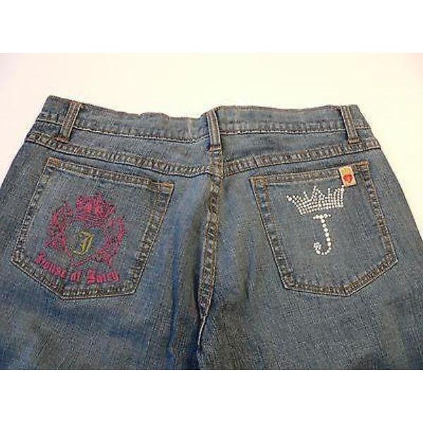 JUICY COUTURE Zoe blue jeans 31 crystals stretch flare boot cut $170 denim-Clothing, Shoes & Accessories:Women's Clothing:Jeans-Juicy Couture-31-Blue-Jenifers Designer Closet