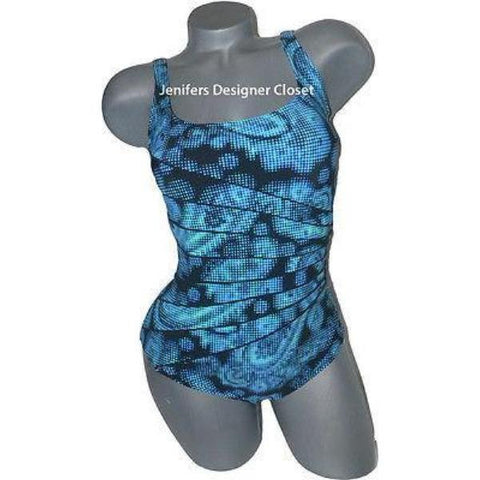 GOTTEX swimsuit 8 maillot flattering atlantic tummy control-Swimwear-Gottex-8-Blues-Jenifers Designer Closet