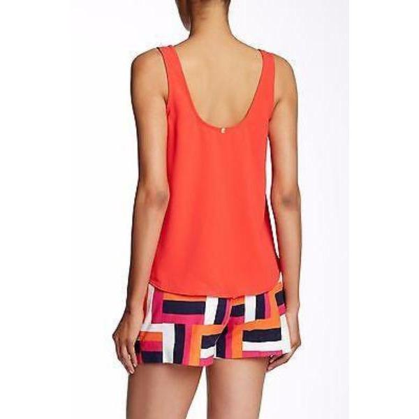 TRINA TURK L Poly dressy tank career cherry designer top shirt Camisole-Tops & Blouses-Trina Turk-Large-Orange cherry-Jenifers Designer Closet