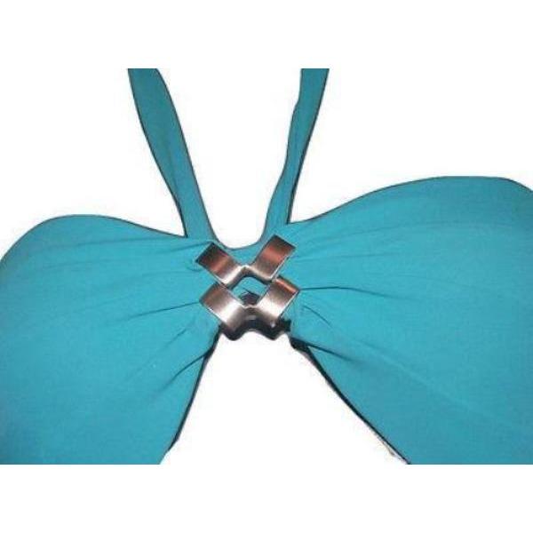 GOTTEX swimsuit bikini jade 8 bandeau 2pc gold medallion choker padded-Swimwear-Gottex-8-Jade-Jenifers Designer Closet