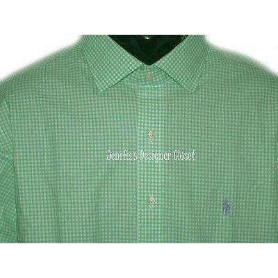 POLO RALPH LAUREN gingham green white dress shirt purple men's big checked-Clothing, Shoes & Accessories:Men's Clothing:Casual Shirts-POLO Ralph Lauren-Jenifers Designer Closet