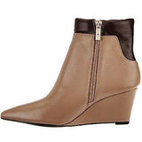 HALSTON 7.5 M wedges tan brown boots booties shoes leather-Boots-Halston-7.5-Tan-Jenifers Designer Closet