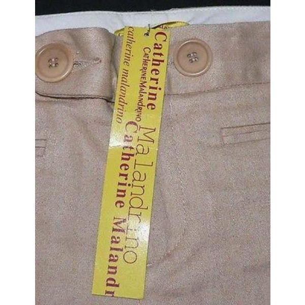 CATHERINE MALANDRINO 4 S wide leg cropped pants capris casual career-Pants-Catherine Malandrino-4-tan-Jenifers Designer Closet