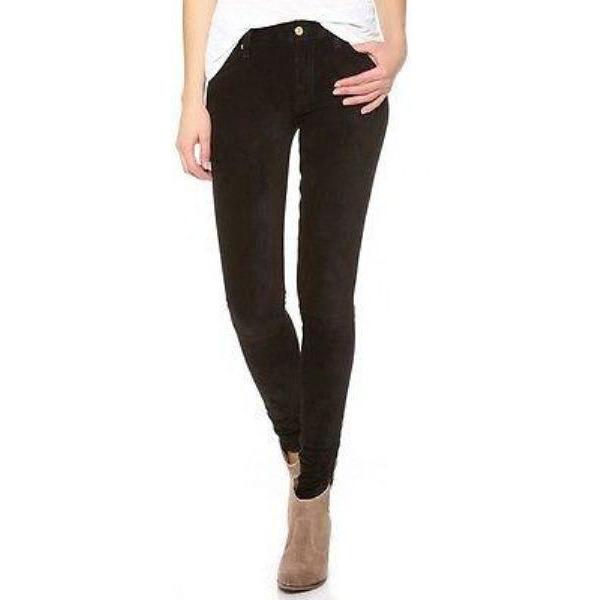 SEVEN 7 for All Mankind 23 Black Sueded Skinny Jeans Pants jeggings-Jeans-7 For All Mankind-23-Black-Jenifers Designer Closet