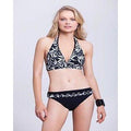 GOTTEX swimsuit 10 bikini black white ruffled halter 2PC Israel designer-Swimwear-Gottex-10-Black-Jenifers Designer Closet