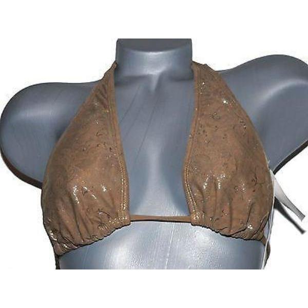 BADGLEY MISCHKA 4 S swimsuit bikini $250 metallic gold-Swimwear-Badgley Mischka-4-Gold-Jenifers Designer Closet