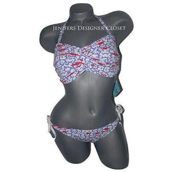 LETARTE L D Cup Coral reef bikini swimsuit twist bandeau tie $196-Swimwear-Letarte-Large/D cup-coral reef-Jenifers Designer Closet