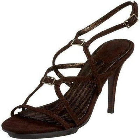 CHARLES DAVID strappy sandals 9 suede leather dark brown shoes heels-Clothing, Shoes & Accessories:Women's Shoes:Sandals-Charles David-9-Dk. Brown-Jenifers Designer Closet