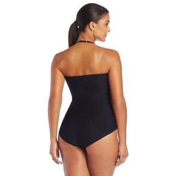GOTTEX swimsuit 8 draped bandeau contour tummy control slimming-Swimwear-Gottex-8-Black-Jenifers Designer Closet