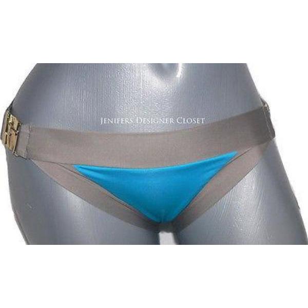 TRINA TURK 2 6 swimsuit bikini color block triangle slide taupe-Swimwear-Trina Turk-2/6-Taupe/blue-Jenifers Designer Closet