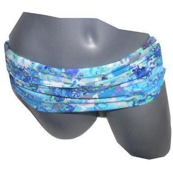 GOTTEX swimsuit ruched 8 halter tankini multi-color skirted front bottom 2pc-Swimwear-Gottex-8-Blues-Jenifers Designer Closet