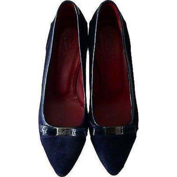 COSTUME NATIONAL navy pumps heels shoes $754 37 7 M suede leather-Heels-Costume National-37-navy-Jenifers Designer Closet