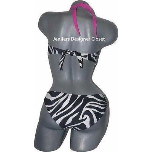LE DOUX monokini swimsuit S zebra swarovski crystals black white celebrity-Swimwear-LE DOUX-Small-Zebra-Jenifers Designer Closet