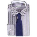 ROBERT GRAHAM dress shirt 17 striped purple men's woven L/S-Dress Shirts-Robert Graham-17-Gray/purple stripe-Jenifers Designer Closet