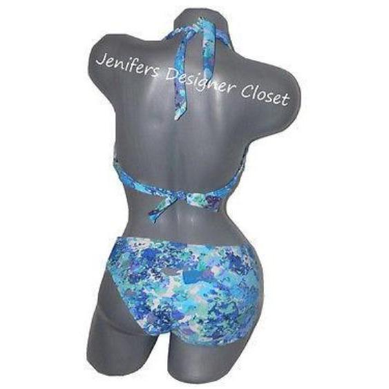 GOTTEX swimsuit bikini 6 halter blue green abstract multi color-Swimwear-Gottex-6-Blue-Jenifers Designer Closet