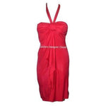 GOTTEX swimsuit coverup dress strapless choker flame red pool cruise-Swimwear-Gottex-Jenifers Designer Closet
