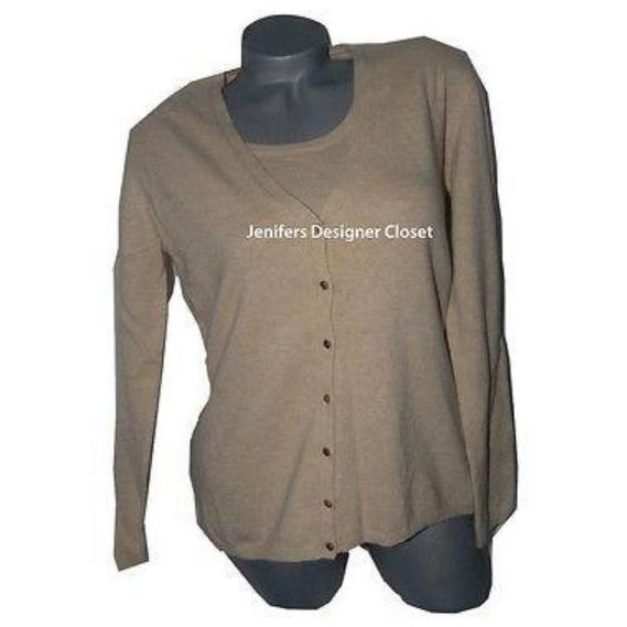 BASILE Paris L twinset sweater set 2PC honey beige wool cashmere blend-Clothing, Shoes & Accessories:Women's Clothing:Sweaters-Basile Paris-Large-Honey Gold-Jenifers Designer Closet