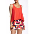 TRINA TURK L Poly dressy tank career cherry designer top shirt Camisole-Tops & Blouses-Trina Turk-Large-Orange cherry-Jenifers Designer Closet