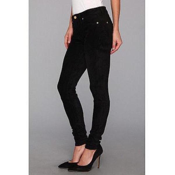 SEVEN 7 for All Mankind 23 Black Sueded Skinny Jeans Pants jeggings-Jeans-7 For All Mankind-23-Black-Jenifers Designer Closet