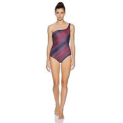 MARC JACOBS swimsuit XS one-shoulder navy maroon metallic shimmer reversible-Swimwear-Marc Jacobs-XS-Blue/Burgundy-Jenifers Designer Closet
