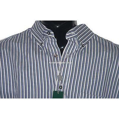 BOBBY JONES L casual dress work shirt striped navy blue L/S button down men's-Casual Shirts-Bobby Jones-Large-Navy-Jenifers Designer Closet