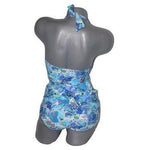 GOTTEX swimsuit ruched 8 halter tankini multi-color skirted front bottom 2pc-Swimwear-Gottex-8-Blues-Jenifers Designer Closet