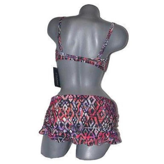 GOTTEX swimsuit bikini skirted 8 34D cup ruched underwire 2pc ruffled-Swimwear-Gottex-8/34D-Multi-Jenifers Designer Closet