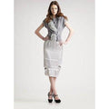 NINA RICCI Paris pencil skirt satin with cutouts $1,390 silver runway-Skirts-Nina Ricci-Jenifers Designer Closet