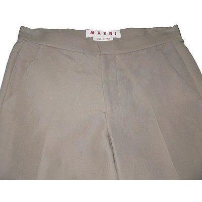 MARNI runway slacks 38/2 pants $705 trousers flare legs walnut tan flat front-Pants-Marni-38/2-Tan-Jenifers Designer Closet