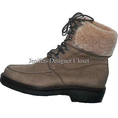 COLE HAAN boots shoes 6B fleece ankle Brown leather hiking snow nubuck suede-Boots-Cole Haan-6-tan-Jenifers Designer Closet