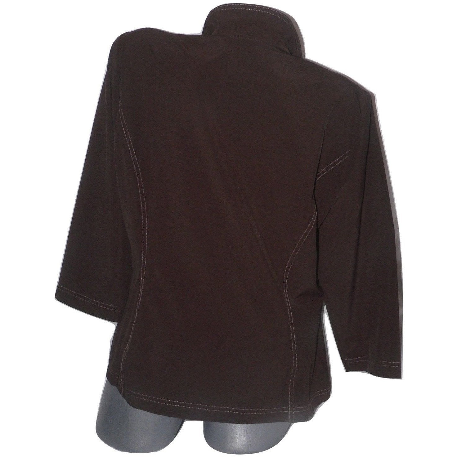 CHICOS Weekends 2 L 12 zip jacket lightweight zenergy fabric Lilly cocoa-Coats & Jackets-Chico's-2-L-12-Brown-Jenifers Designer Closet