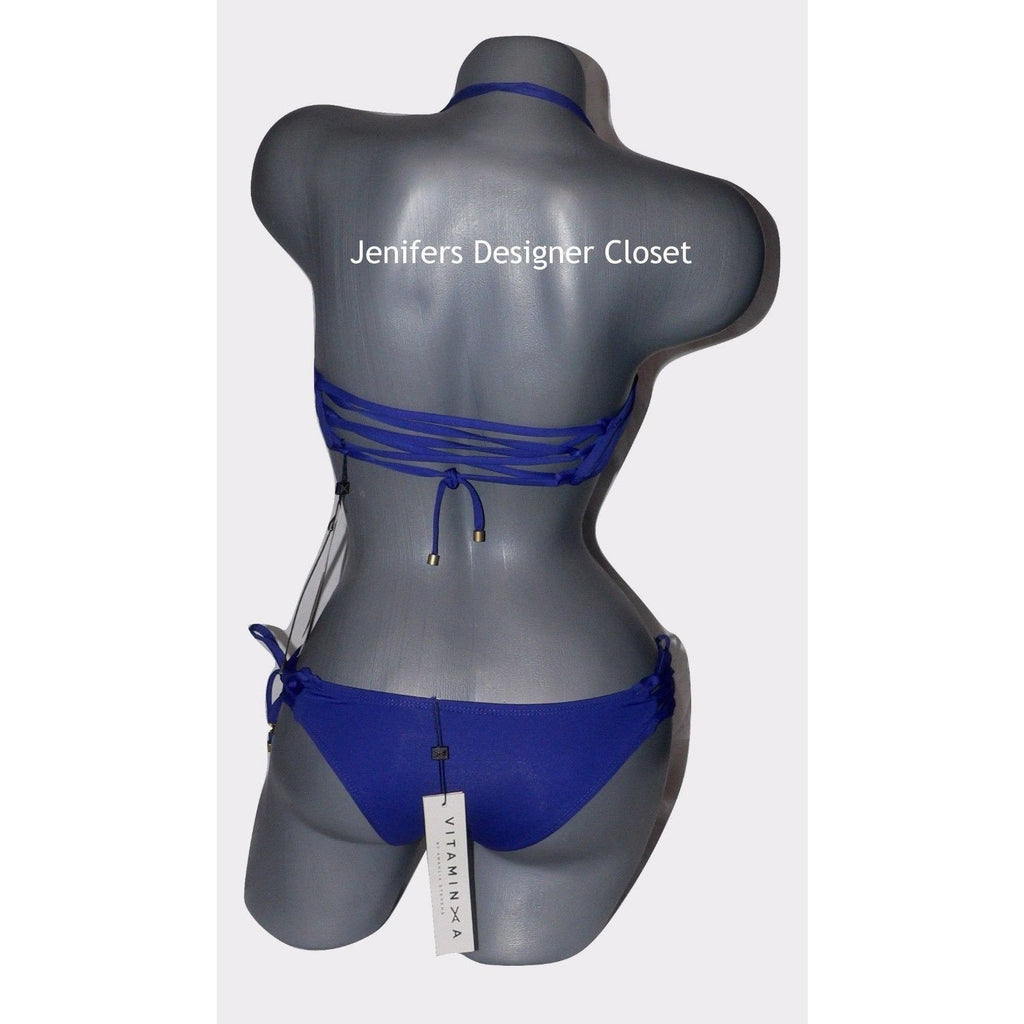 VITAMIN A XS 4 swimsuit bikini 2PC purple lace-up sides and back strapless-Swimwear-Vitamin A-XS-4-Purple-Jenifers Designer Closet