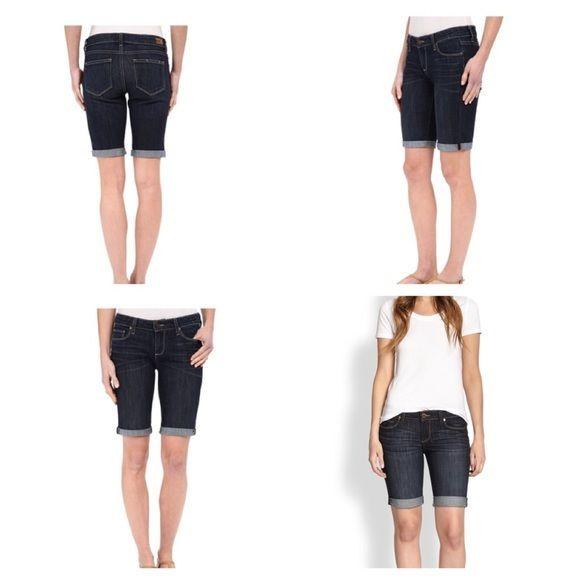PAIGE Premium Denim 27 Bermuda shorts stretch dark wash cuffed rolled blue-Shorts-Paige Denim-Jenifers Designer Closet
