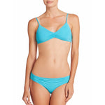 L SPACE by Monica Wise M swimsuit bikini 2PC turquoise strappy shirred-Swimwear-L SPACE-Medium-Turquoise-Jenifers Designer Closet