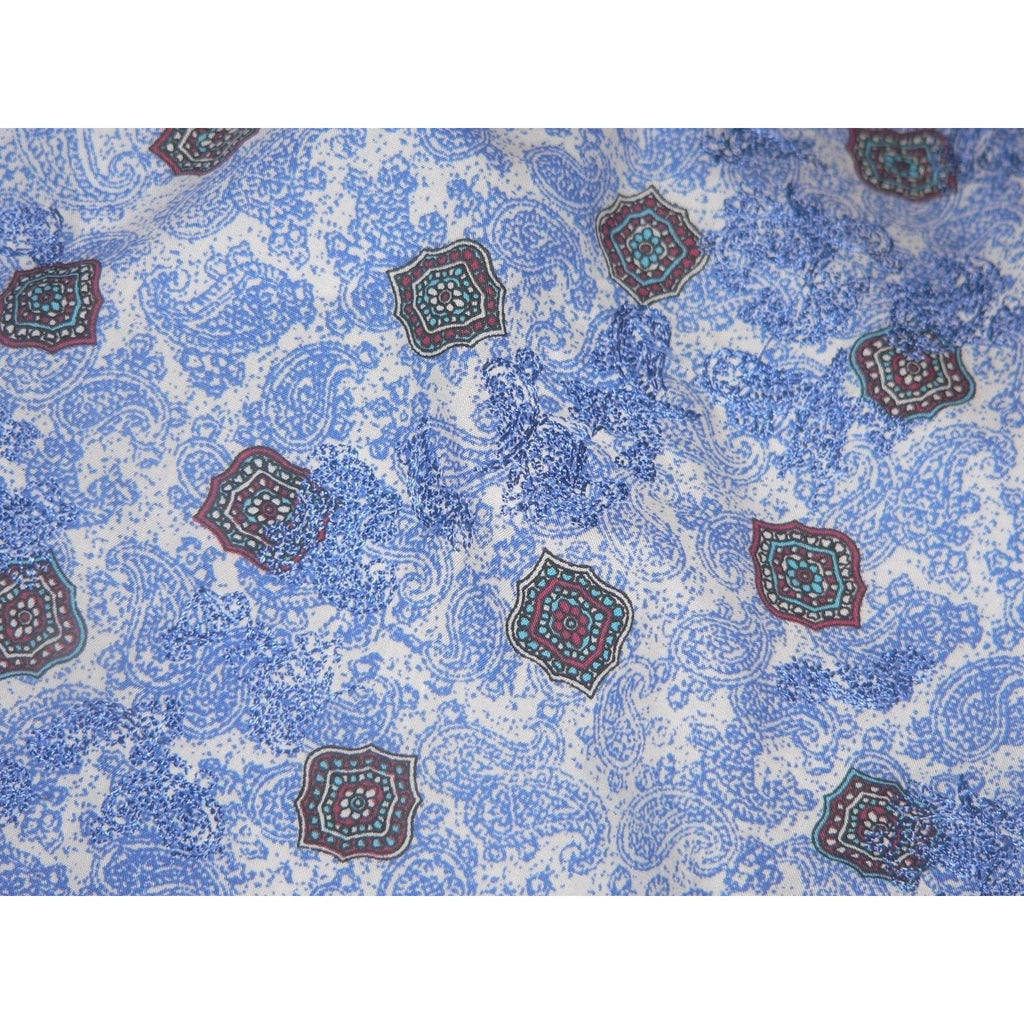 ROBERT GRAHAM shirt blue paisley contrast cuffs men's $248 classic fit-Casual Shirts-Robert Graham-Jenifers Designer Closet