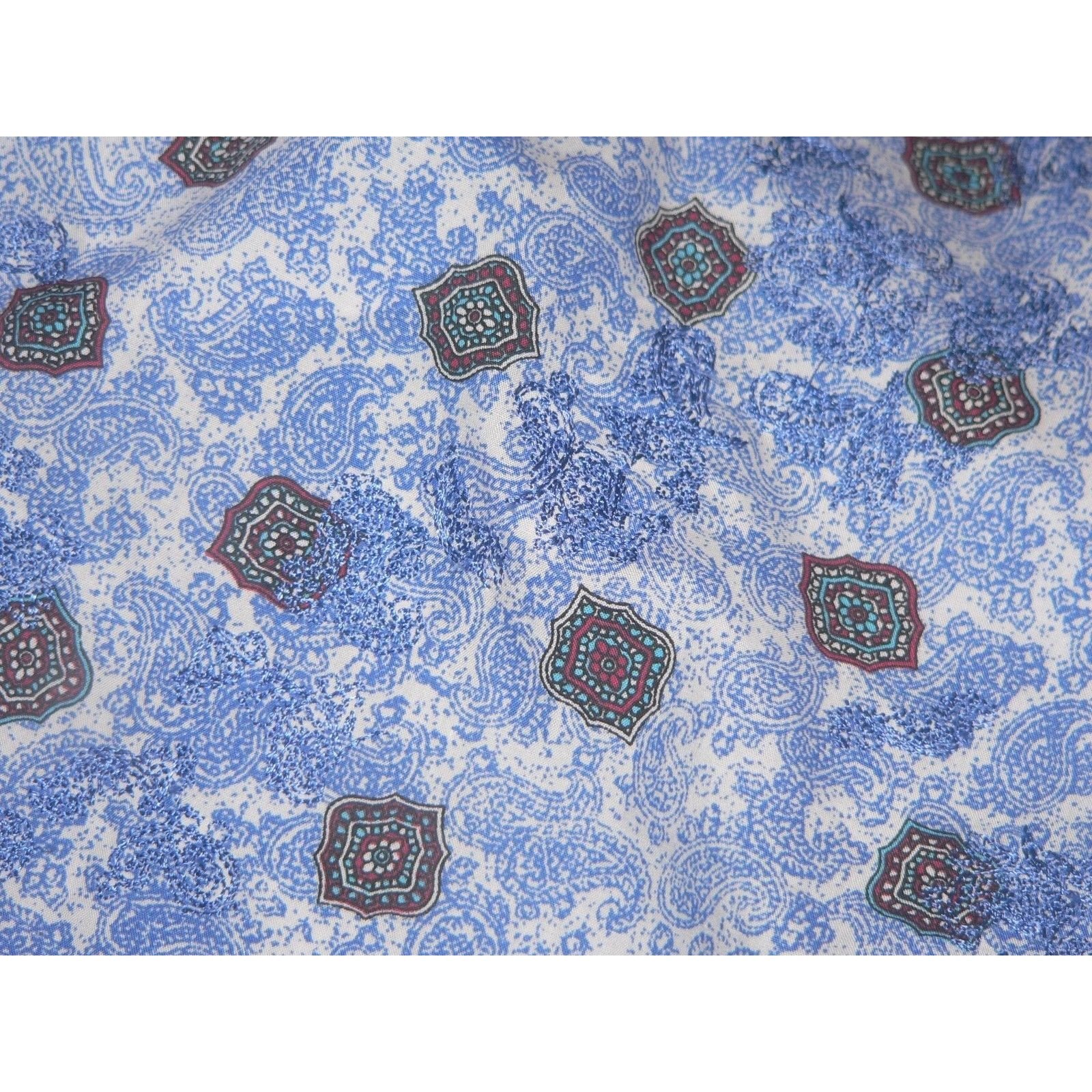 ROBERT GRAHAM shirt blue paisley contrast cuffs men's $248 classic fit-Casual Shirts-Robert Graham-Jenifers Designer Closet