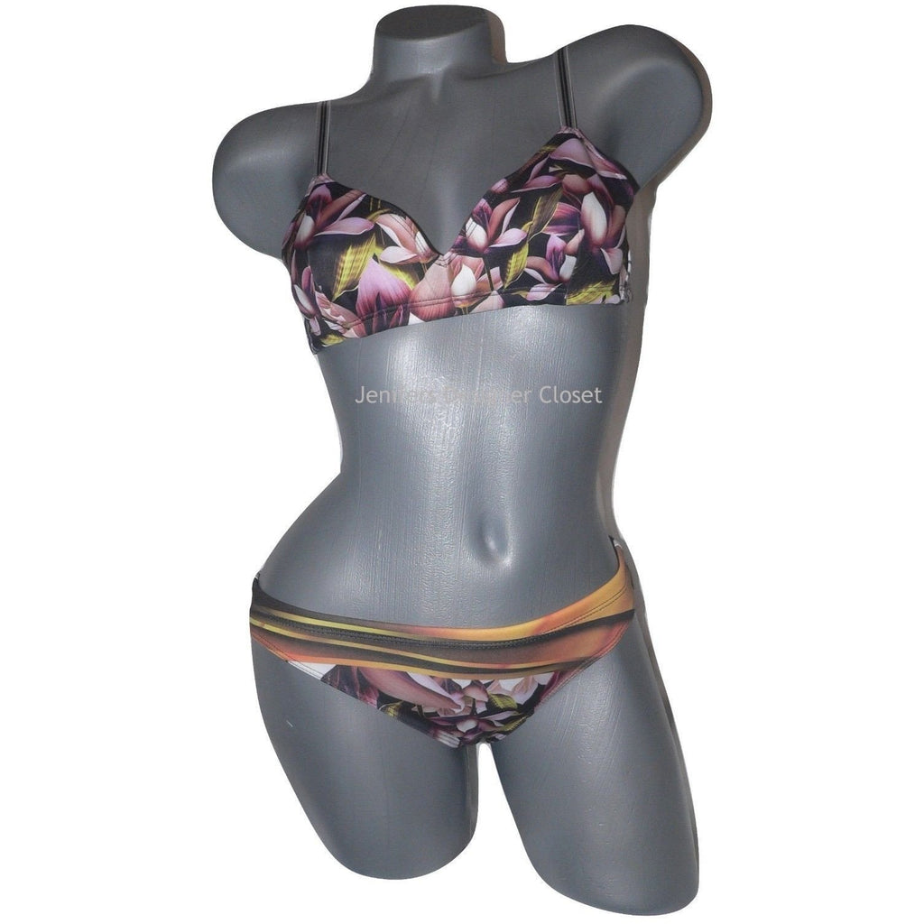 CLOVER CANYON M neoprene swimsuit bikini chrome divide 2pc scuba-Swimwear-Clover Canyon-Medium-Multi-Jenifers Designer Closet