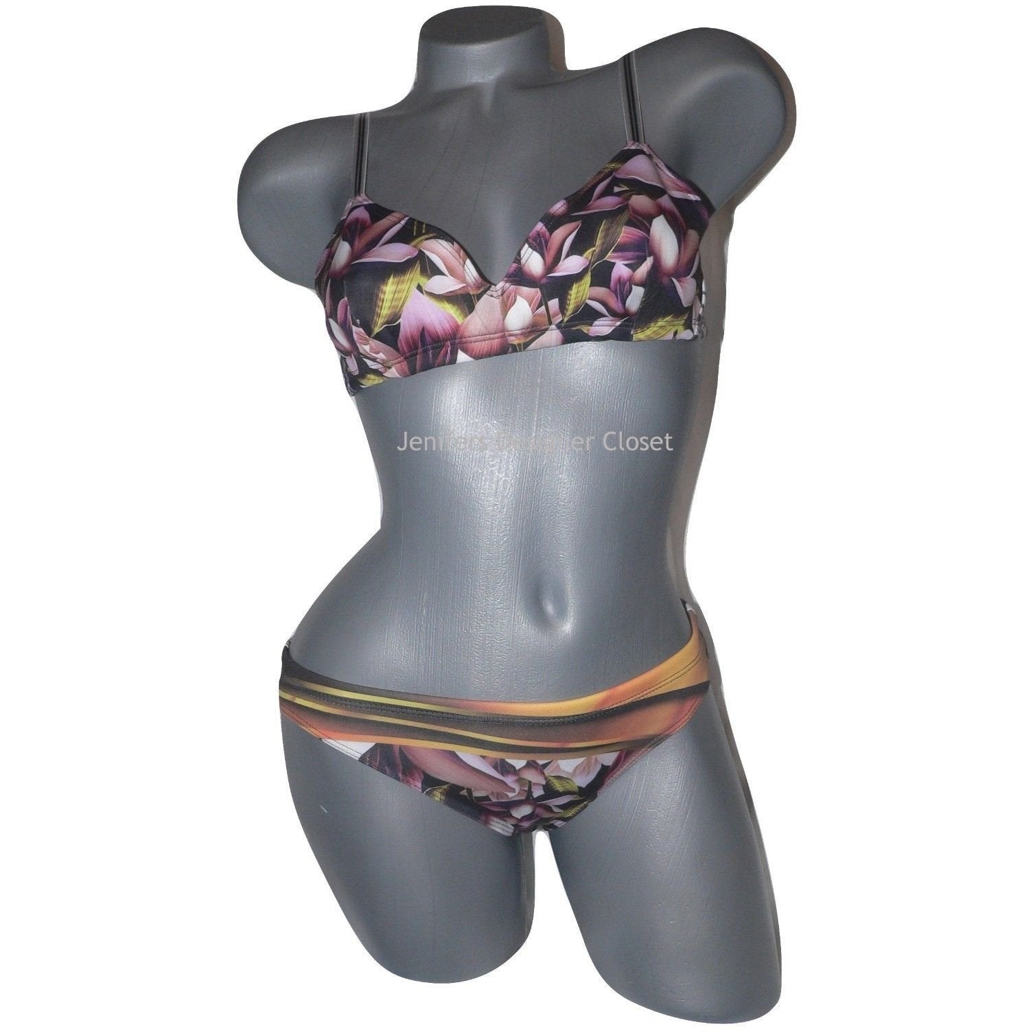 CLOVER CANYON M neoprene swimsuit bikini chrome divide 2pc scuba-Swimwear-Clover Canyon-Medium-Multi-Jenifers Designer Closet