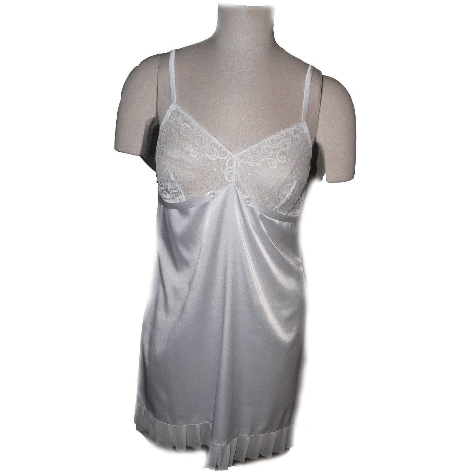 STUDIO LA PERLA lace L stretch satin babydoll gown chemise bridal wedding-Sleepwear & Robes-La Perla-Large-White-Jenifers Designer Closet