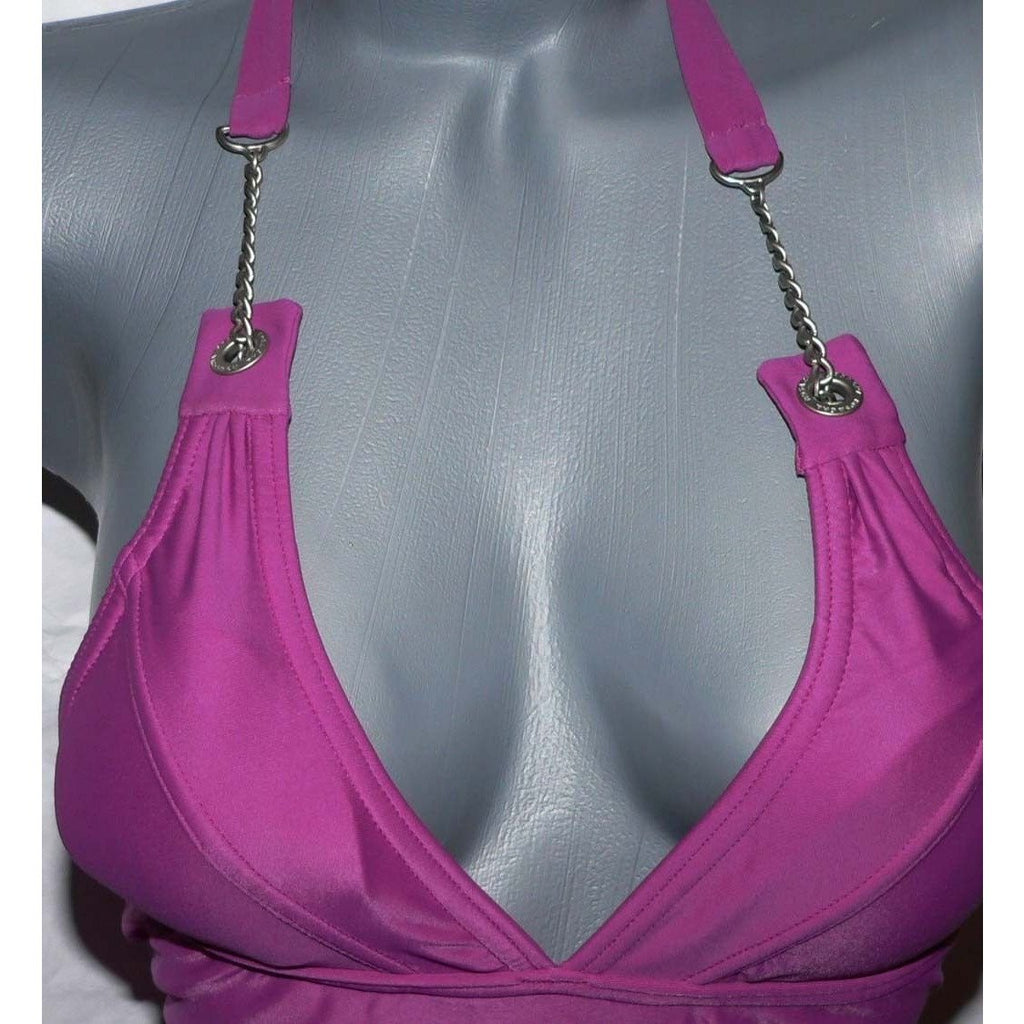 ROSA CHA S plunging V swimsuit silver chain straps 1 PC-Swimwear-Rosa Cha-Small-Fuschia-Jenifers Designer Closet