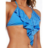 L SPACE Monica Wise XS swimsuit bikini 2PC taboo bottom Aliza laser cut top-Swimwear-L SPACE-XS-Blue-Jenifers Designer Closet