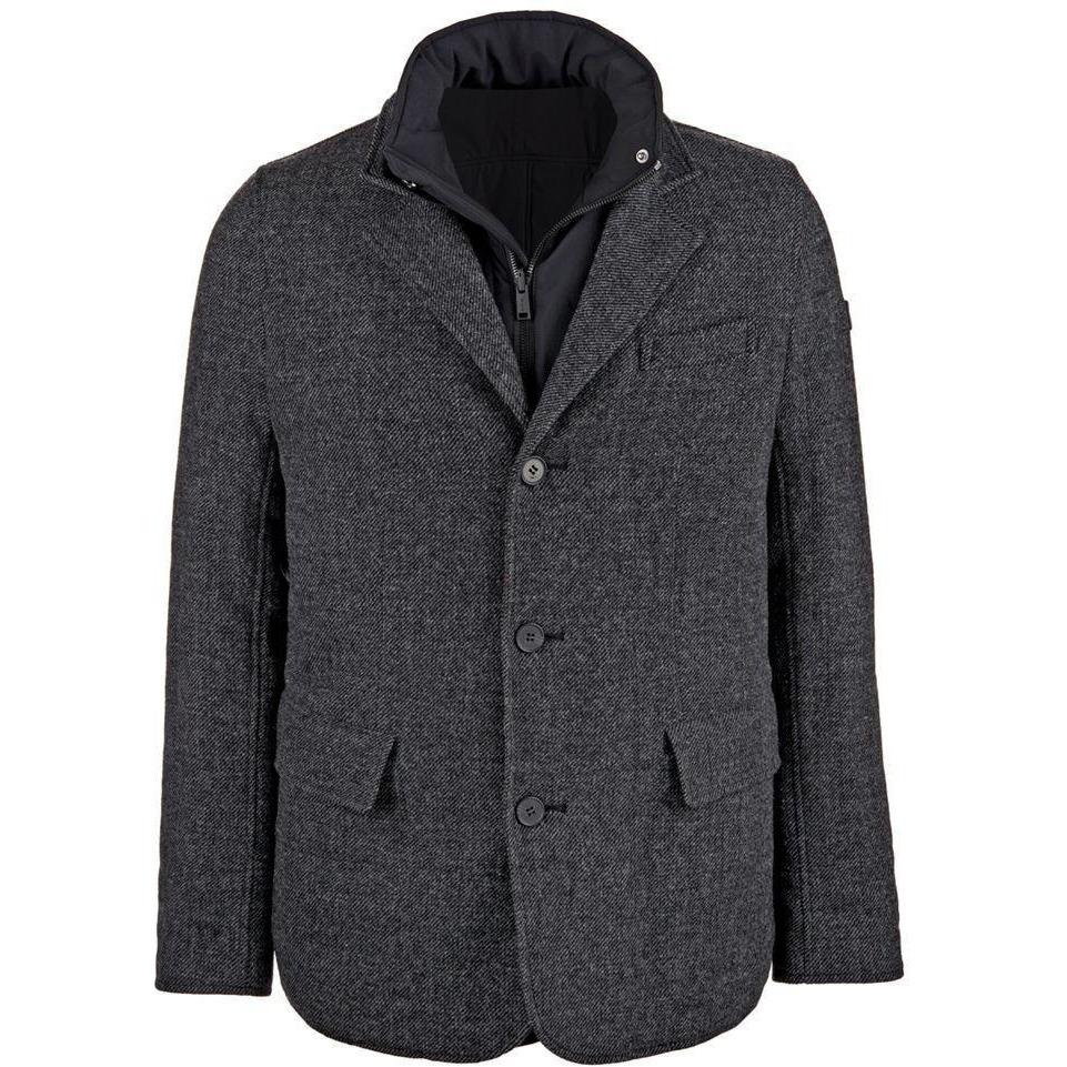 TUMI M Reversible Black nylon to Gray wool coat jacket men's EG5 overcoat-Coats & Jackets-Tumi-Medium-Black/Gray reversible-Jenifers Designer Closet