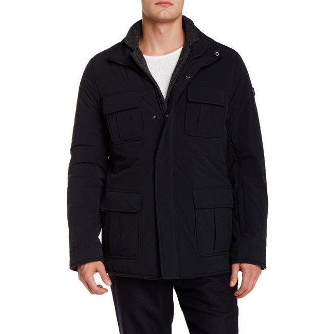 TUMI M Reversible Black nylon to Gray wool coat jacket men's EG5 overcoat-Coats & Jackets-Tumi-Medium-Black/Gray reversible-Jenifers Designer Closet