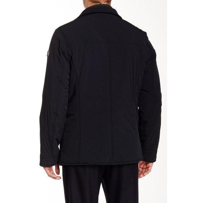 TUMI M Reversible Black nylon to Gray wool coat jacket men's EG5 overcoat-Coats & Jackets-Tumi-Medium-Black/Gray reversible-Jenifers Designer Closet