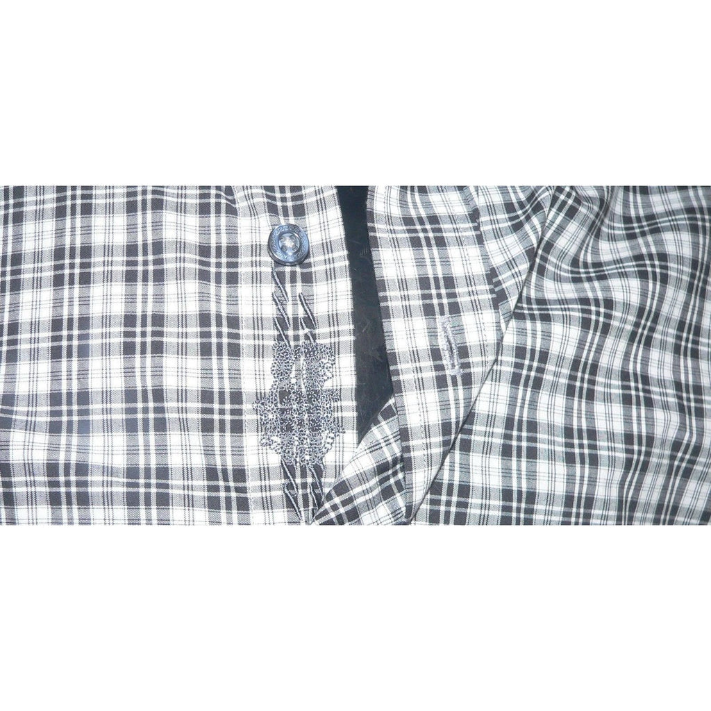 ROBERT GRAHAM shirt S black white plaid w/ skull contrast cuffs men's-Casual Shirts-Robert Graham-Small-Black/white-Jenifers Designer Closet